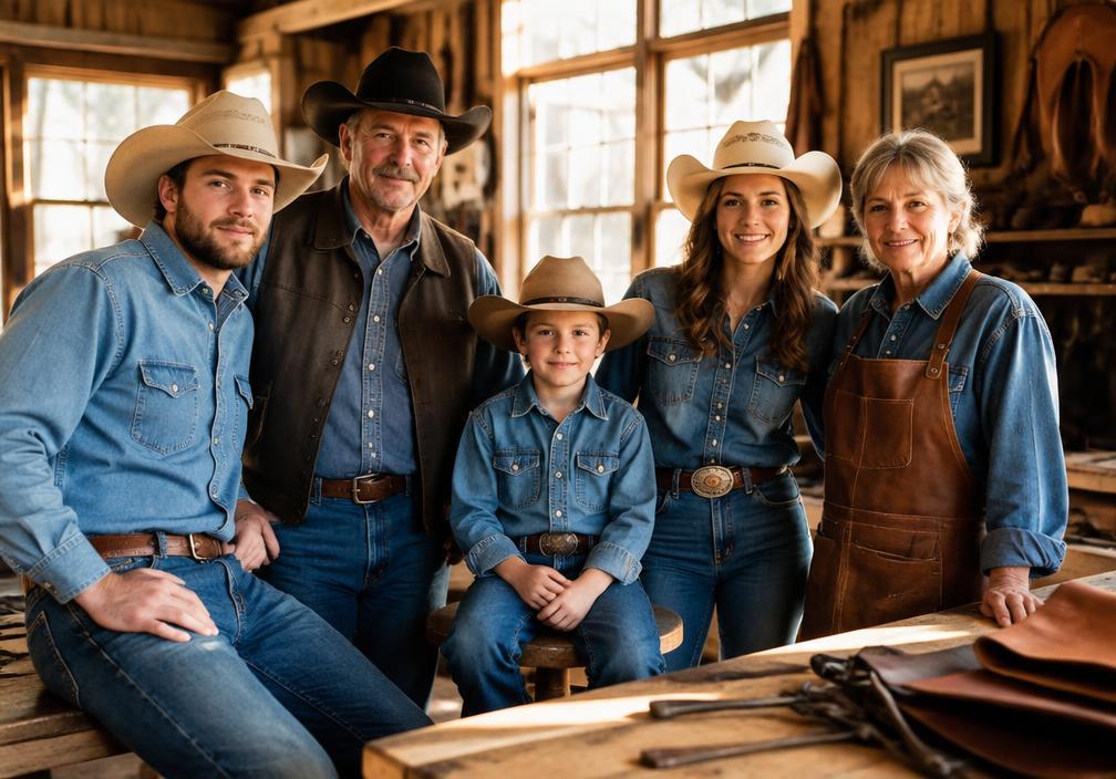 A western outfitter family in their workshop